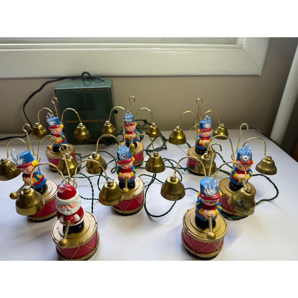 VTG 90s Mr Christmas Santas Marching Band Musical Bell Set 8 Figures. Works. - Picture 8 of 8
